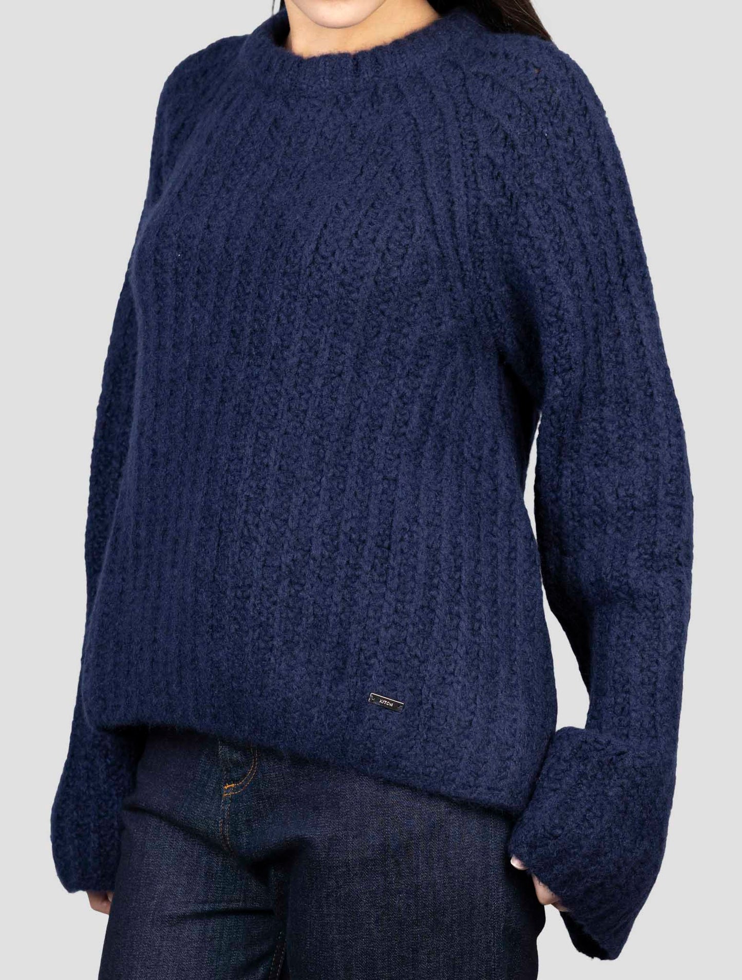 Kiton Blue Cashmere Silk Sweater Crewneck