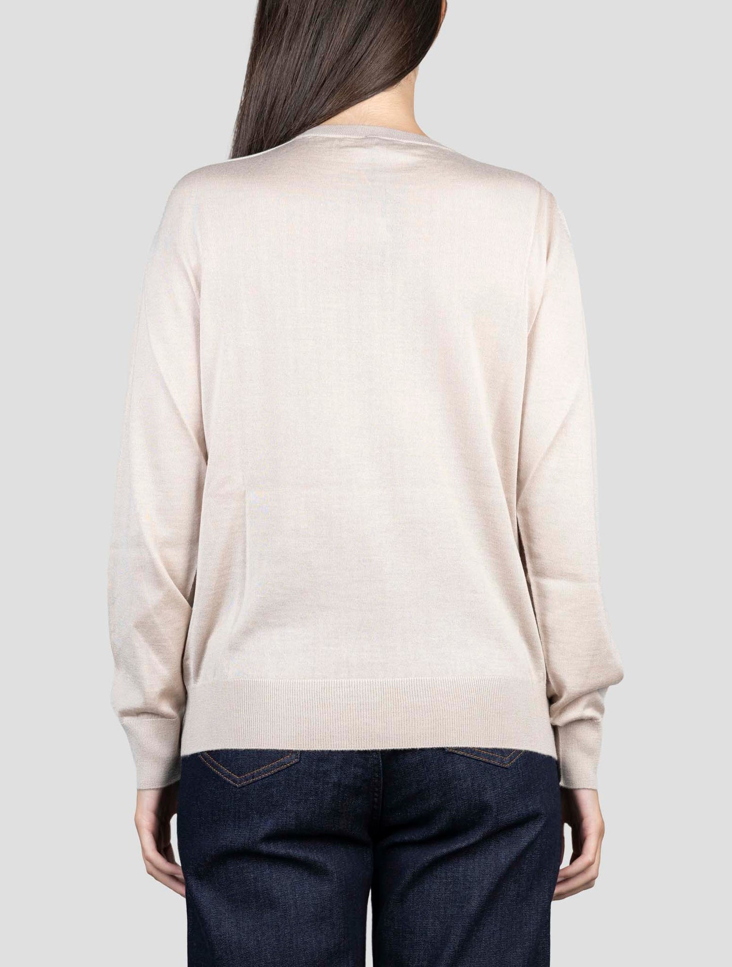 Kiton Beige Cashmere Silk Sweater Crewneck