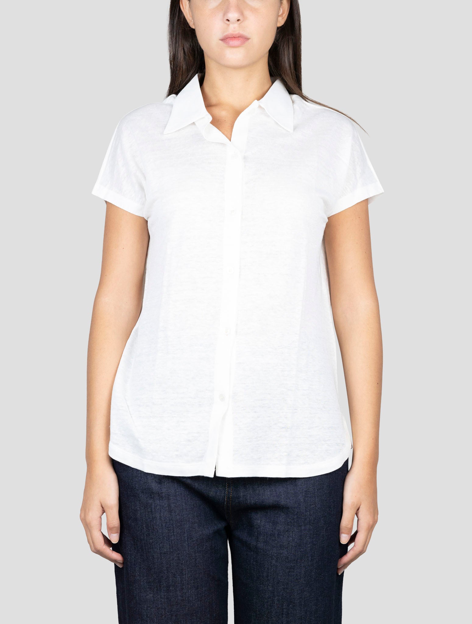Kiton White Linen Short Sleeve Shirt