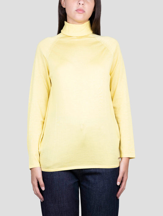 Kiton Yellow Cashmere Silk Sweater Turtleneck