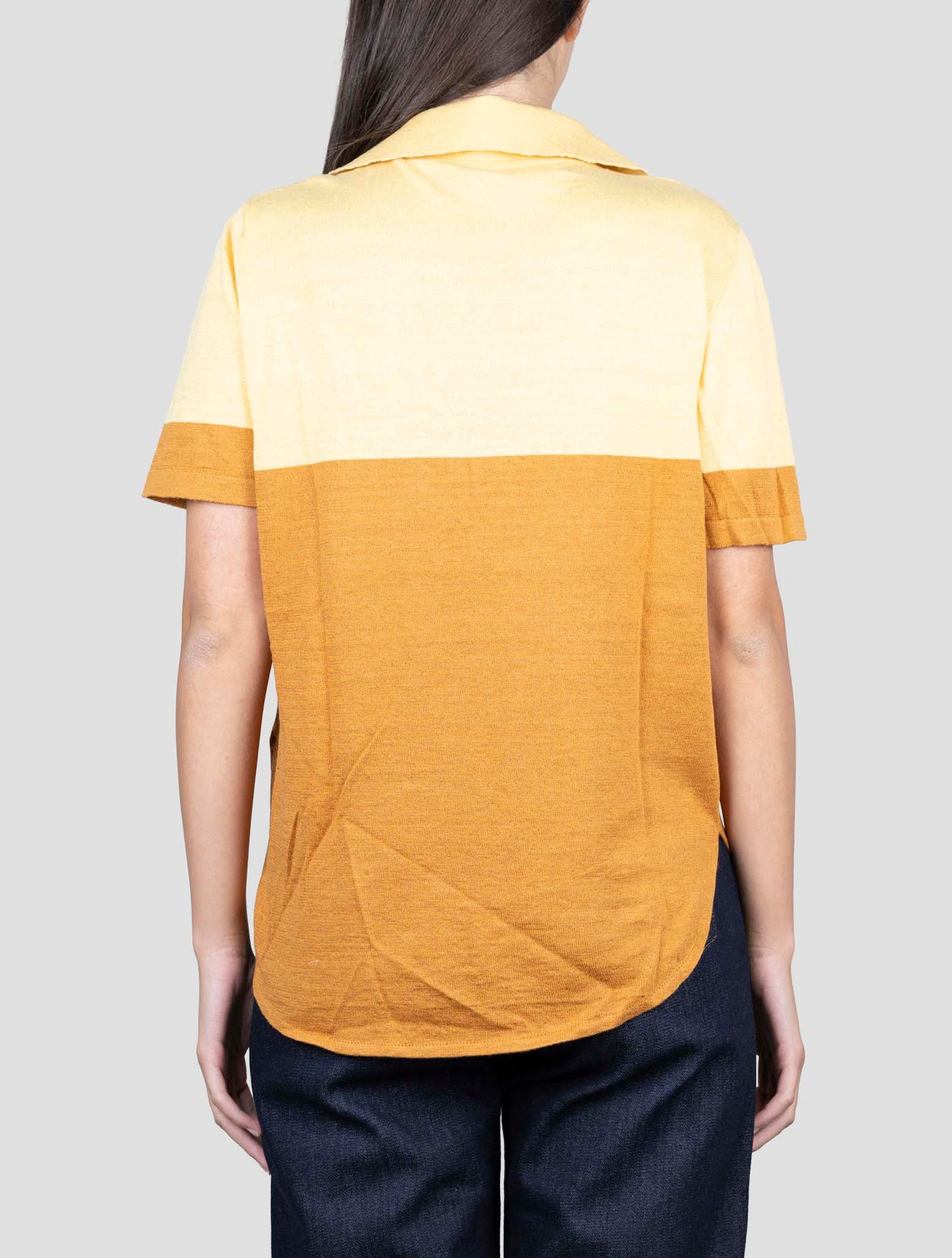 Kiton Brown Yellow Linen Cotton Polo
