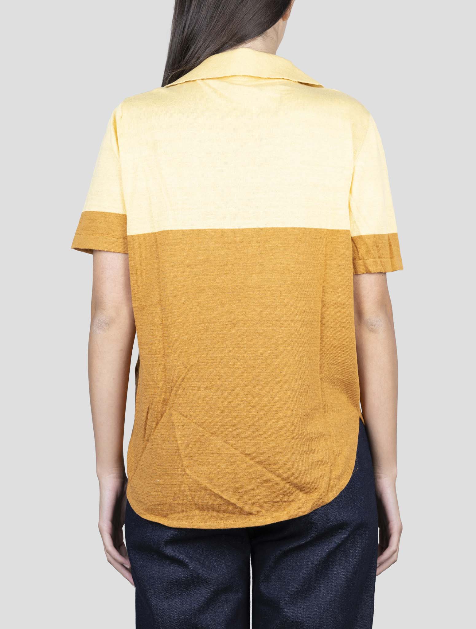 Kiton Brown Yellow Linen Cotton Polo