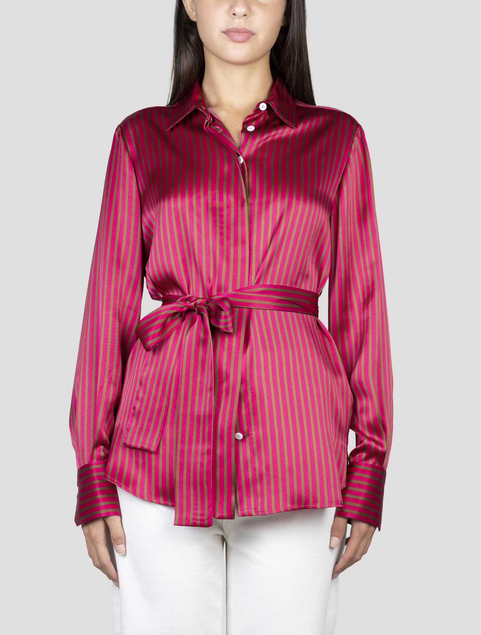 Kiton Fucsia Brown Silk Shirt