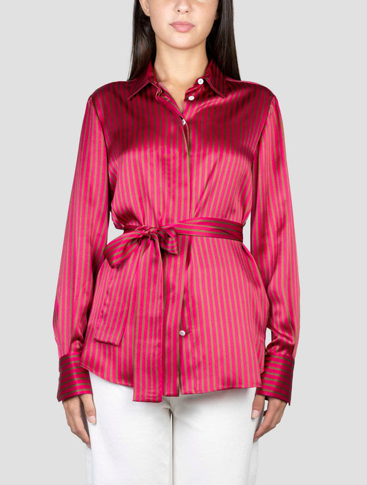 Kiton Fucsia Brown Silk Shirt