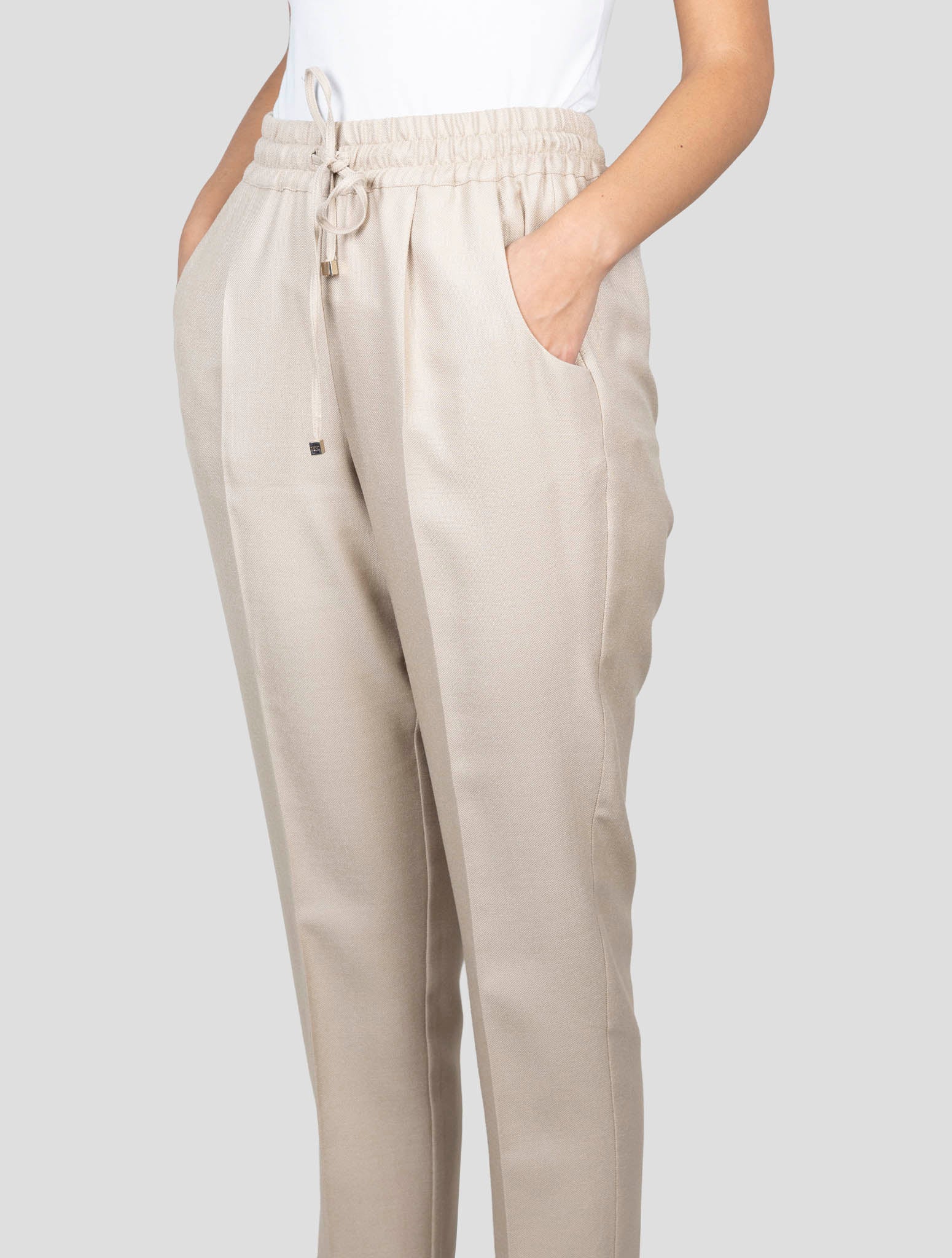 Kiton Beige Silk Virgin Wool Pants