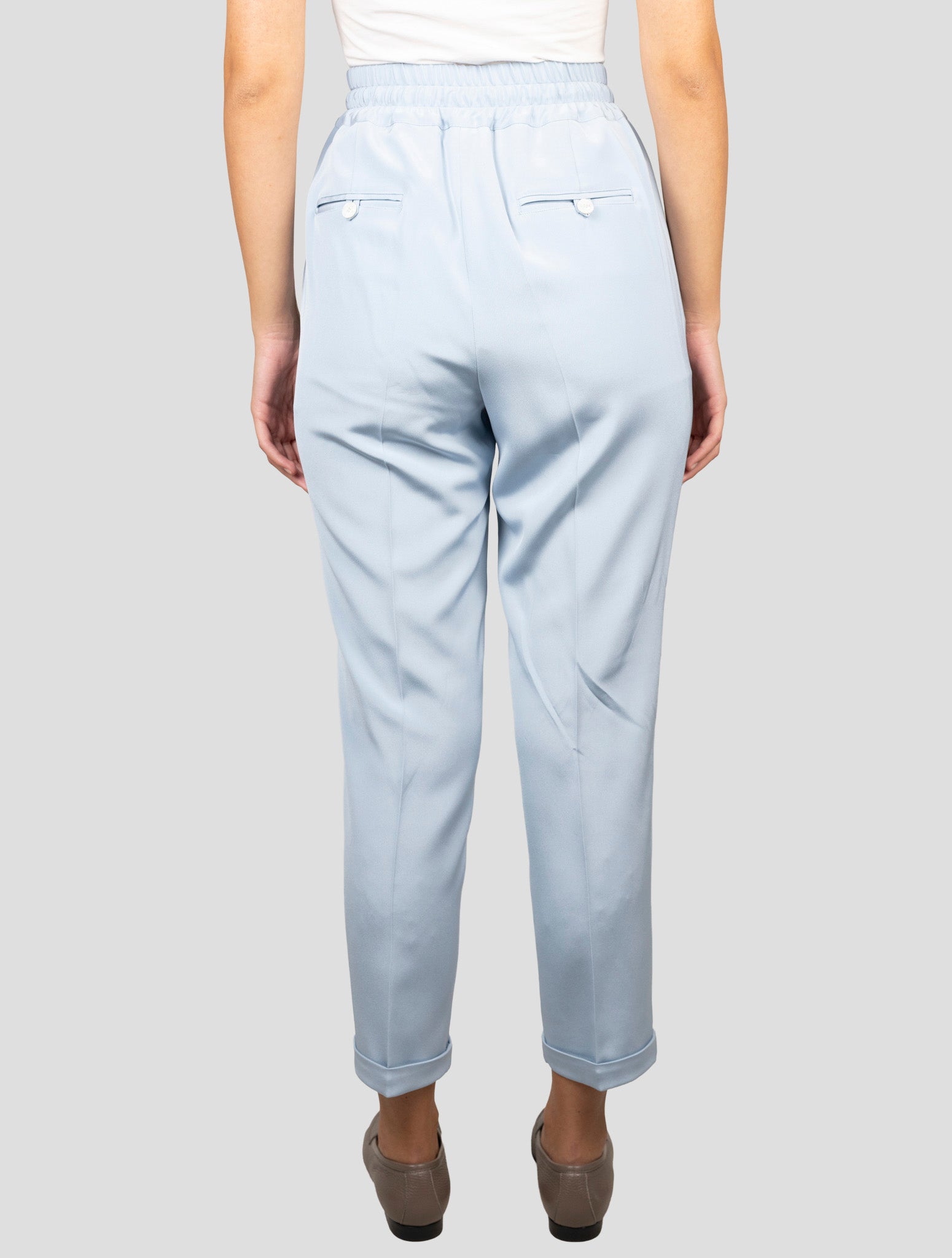 Kiton Light Blue Silk Ea Pants
