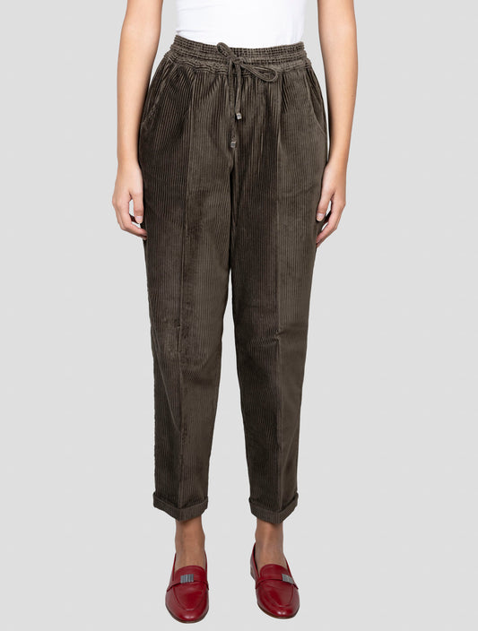 Kiton Brown Cotton Velvet Pants