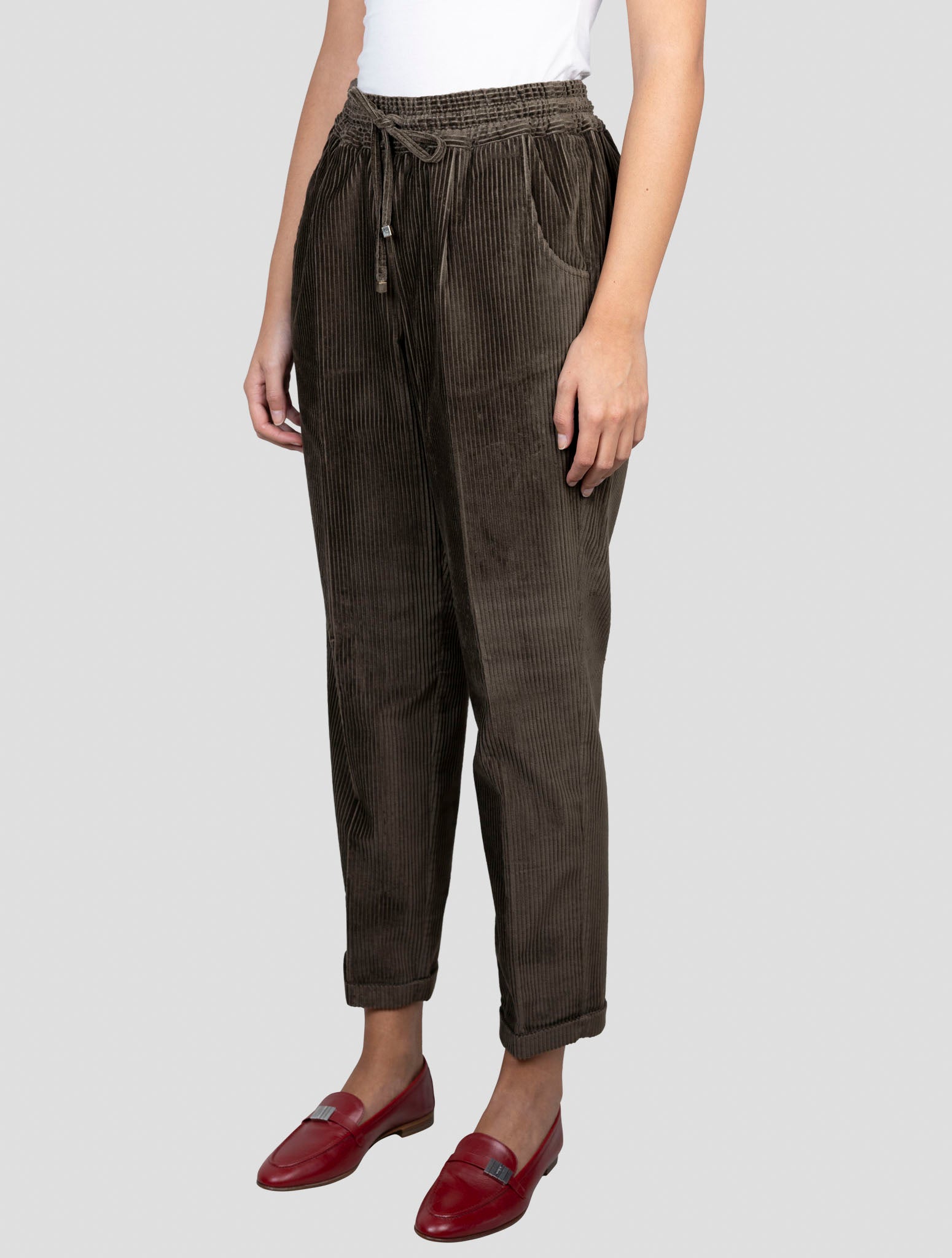 Kiton Brown Cotton Velvet Pants