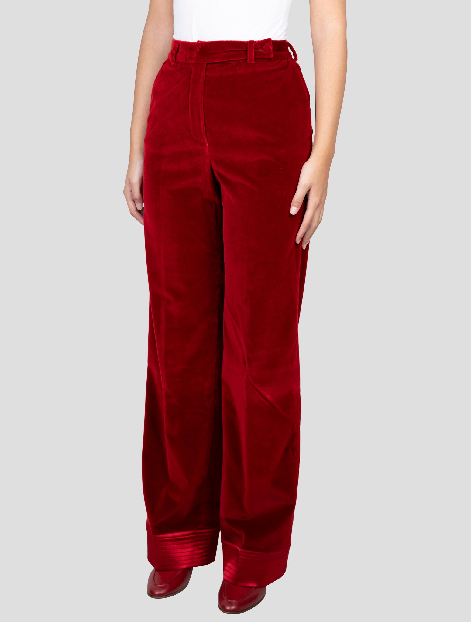 Kiton Red Cotton Ea Velvet Pants
