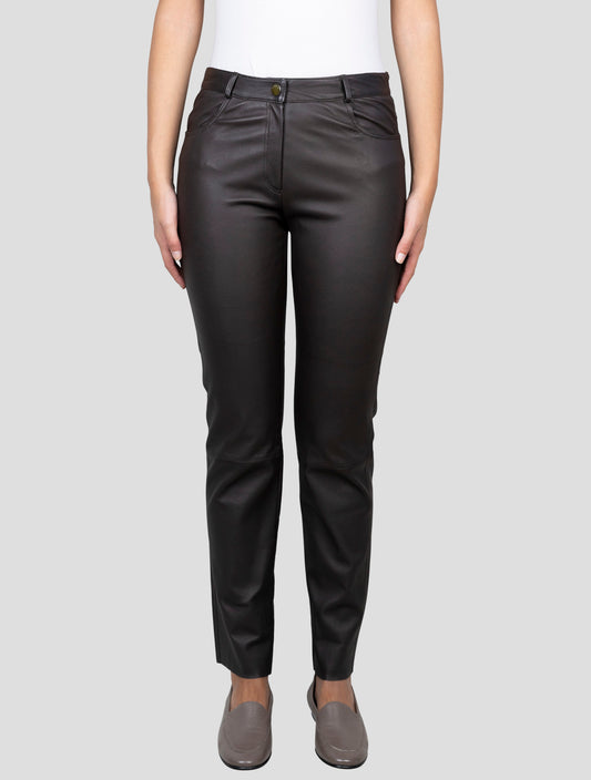 Kiton Brown Leather Pants