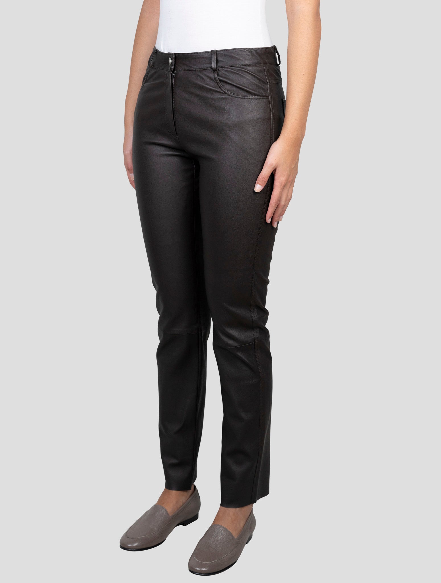 Kiton Brown Leather Pants