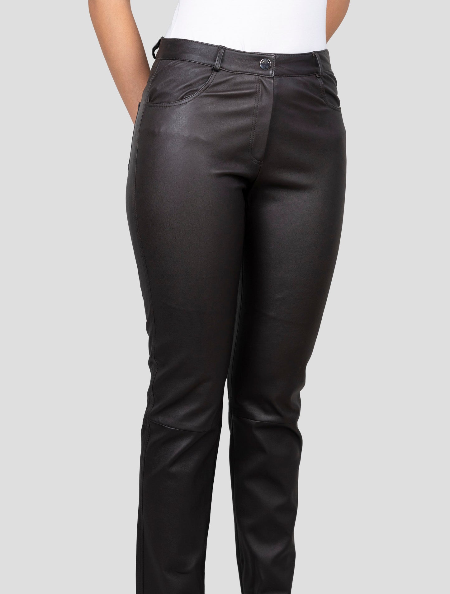 Kiton Brown Leather Pants