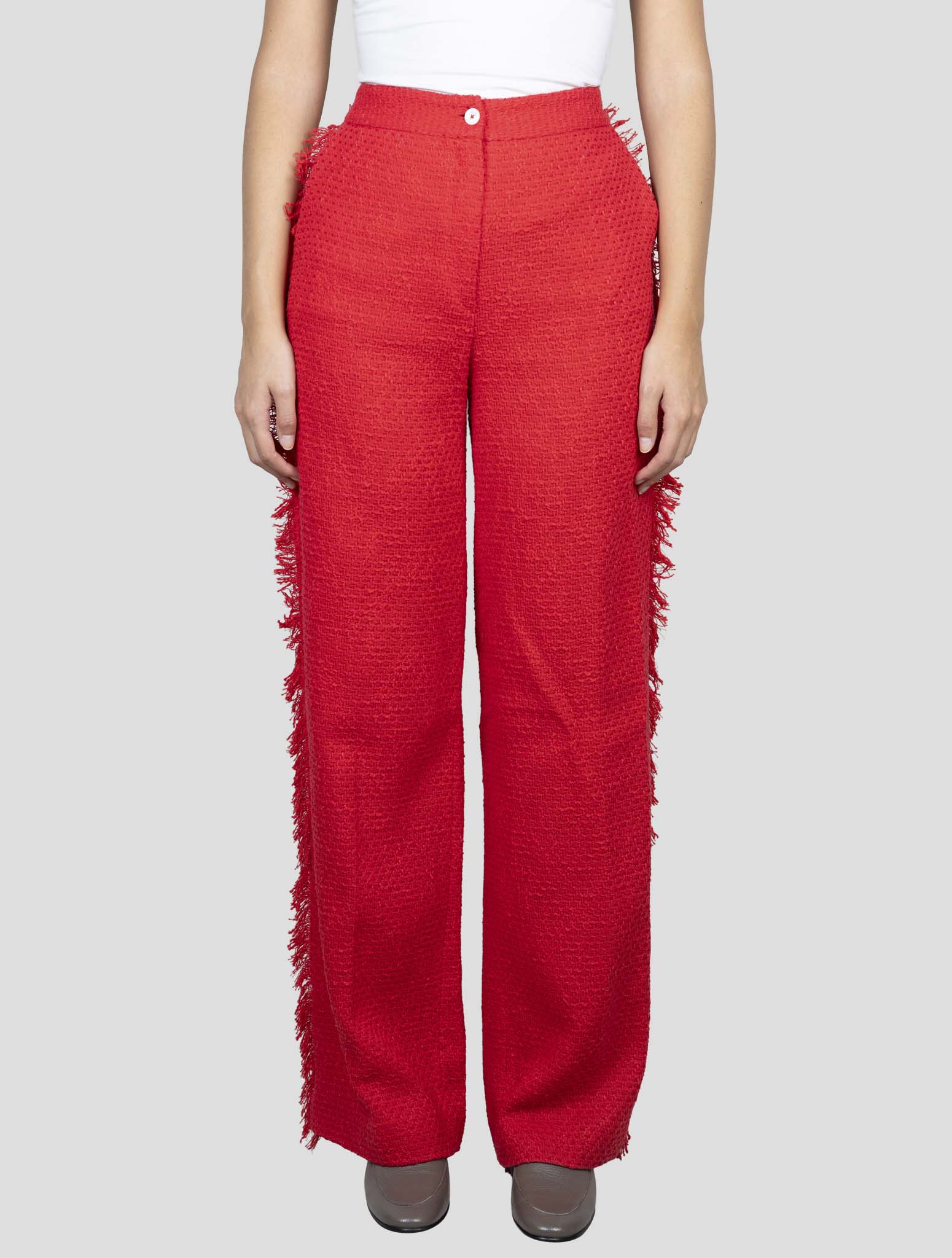 Kiton Red Cotton Pants