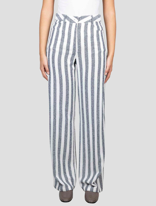 Kiton White Blue Viscose Cotton Pa Pants