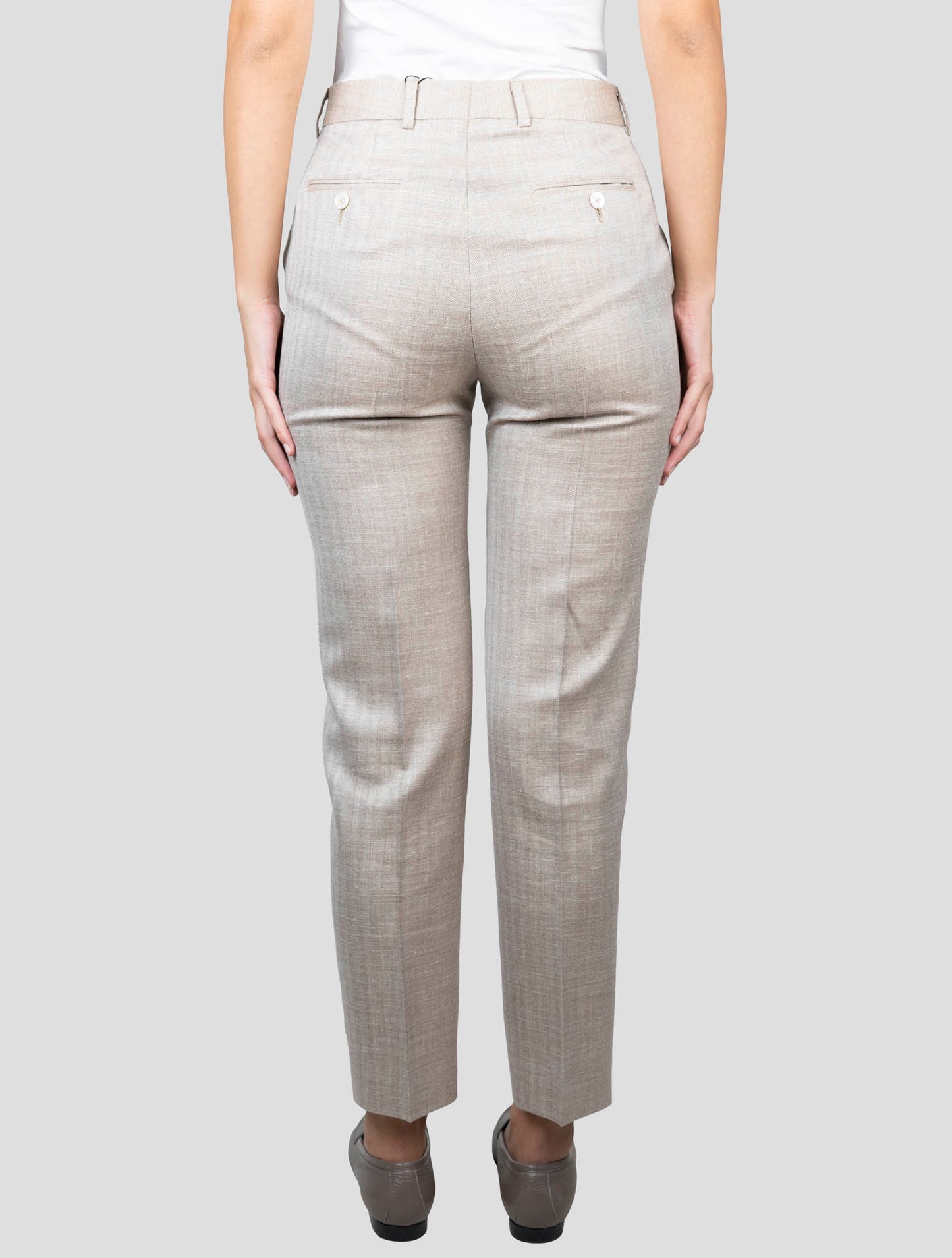 Kiton Beige Virgin Wool Silk Linen Pants