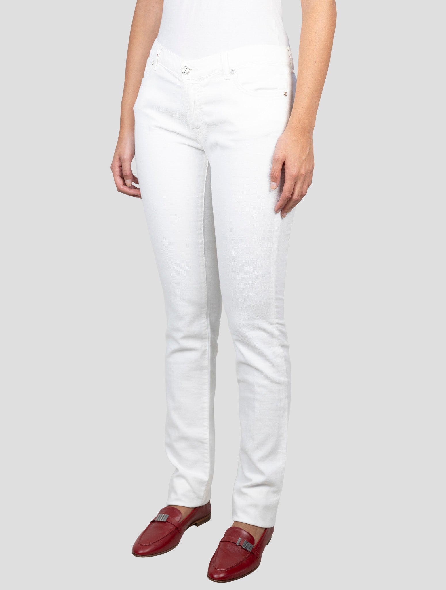 Kiton White Cotton Linen Ea Jeans
