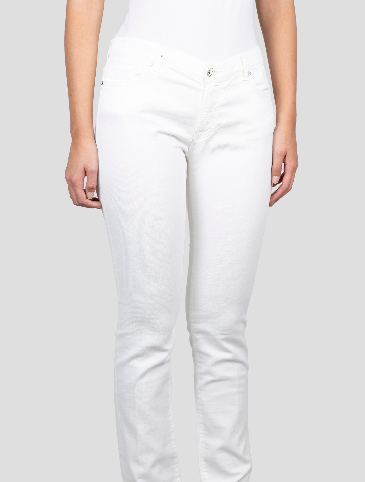 Kiton White Cotton Linen Ea Jeans