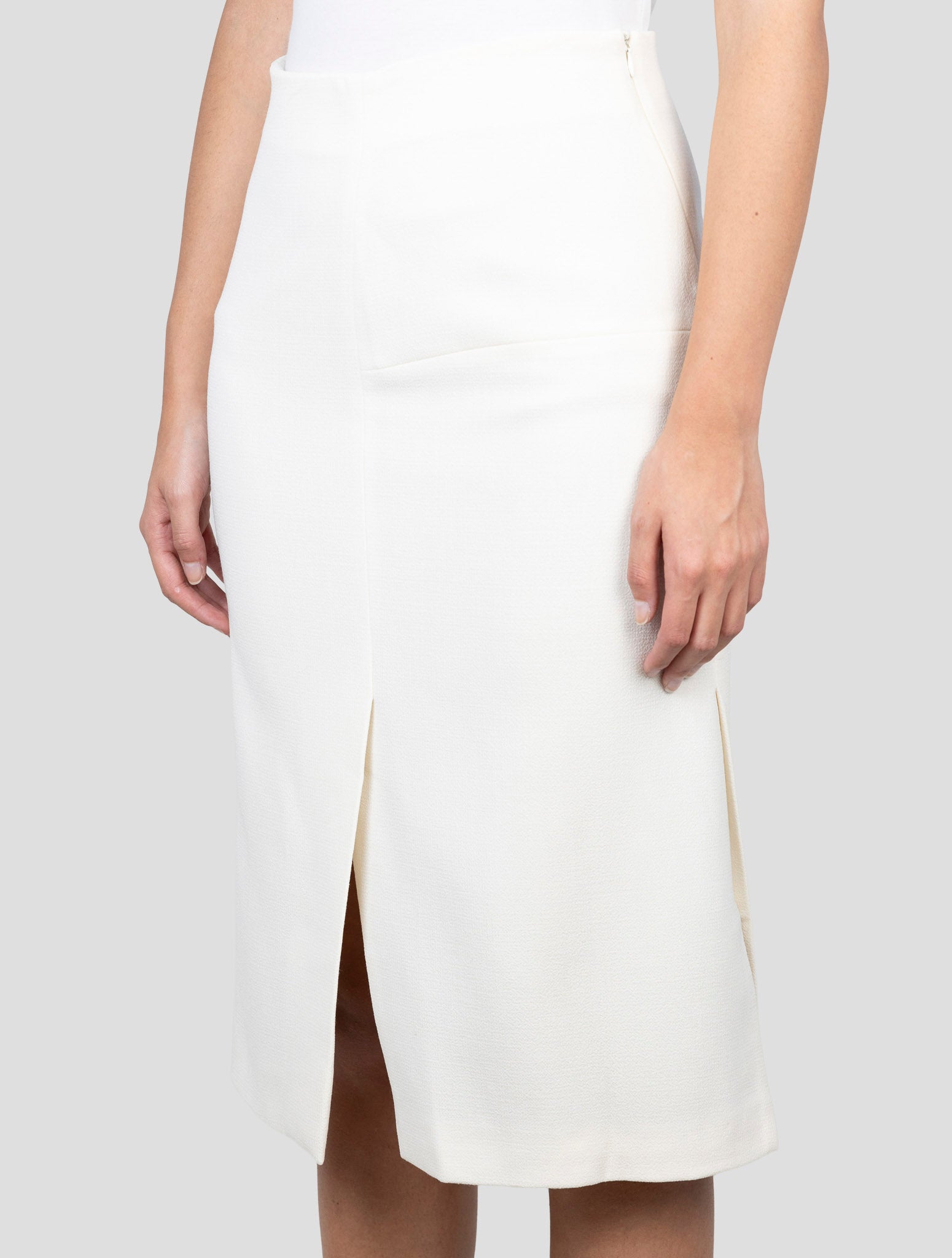 Kiton White Wool Skirt