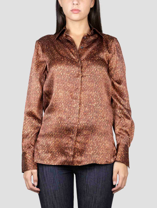 Kiton Brown Silk Shirt