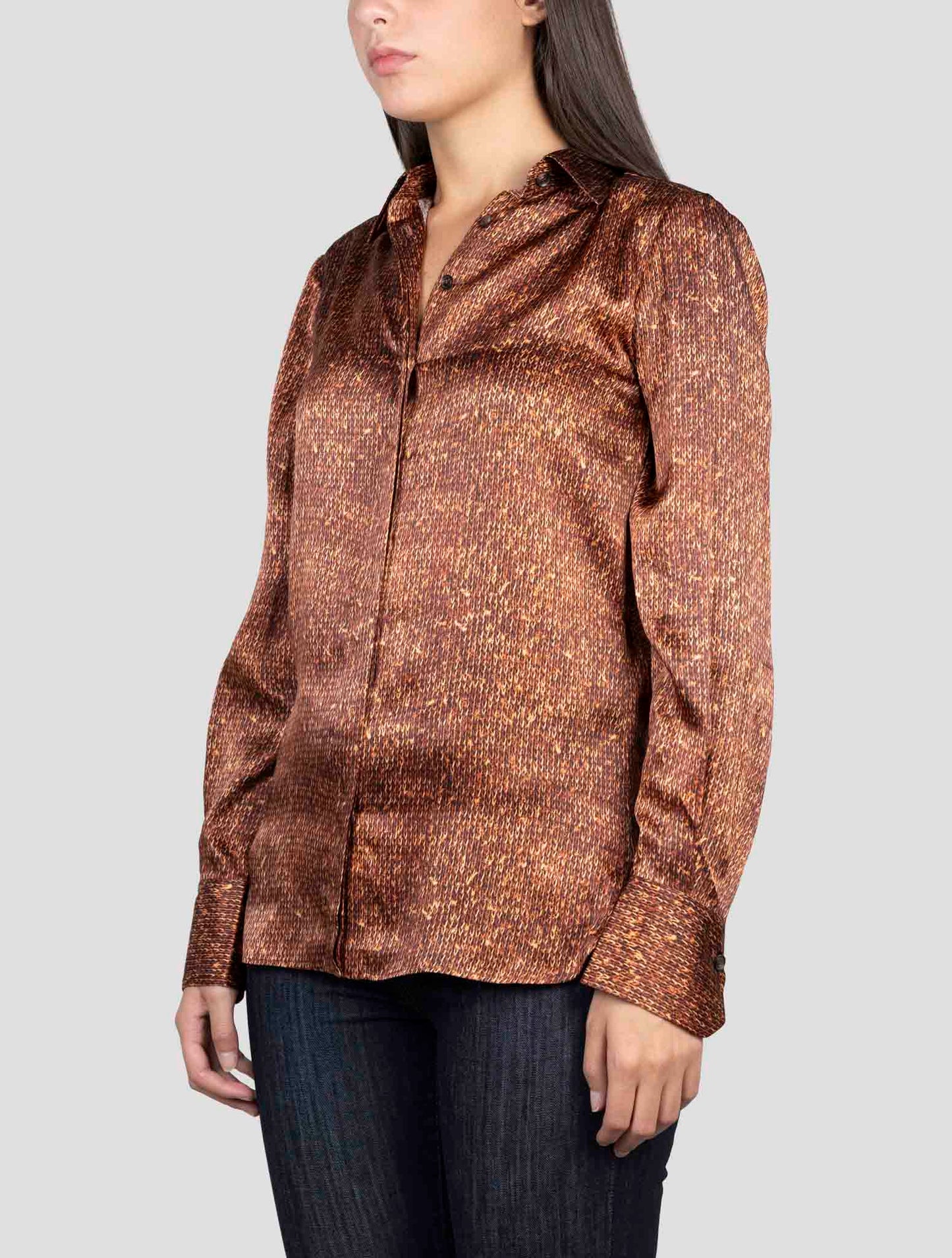 Kiton Brown Silk Shirt