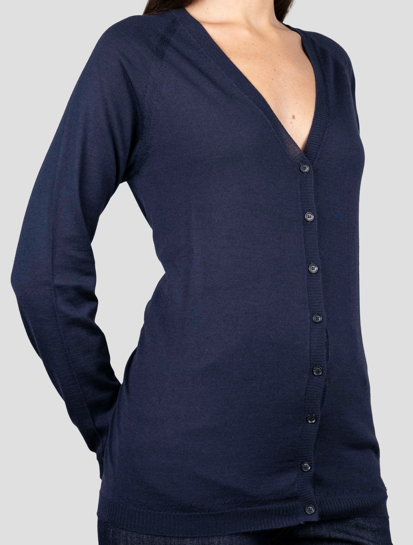 Kiton Blue Cashmere Silk Sweater Cardigan