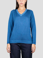 Kiton Blue Cashmere Sweater V-Neck