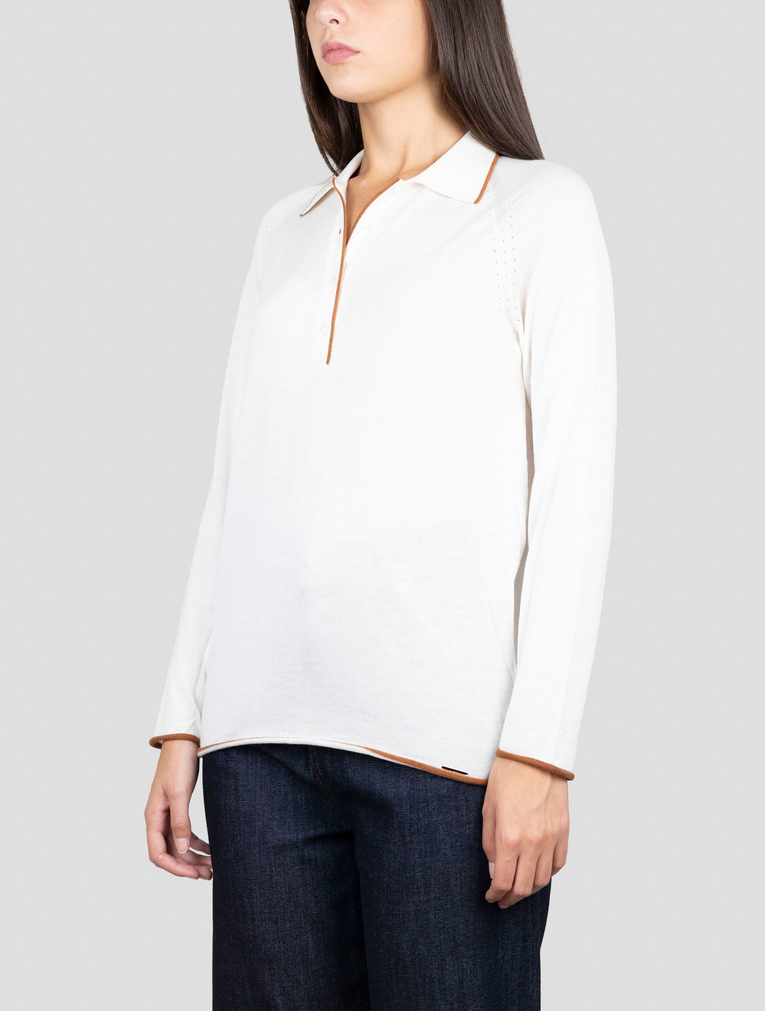 Kiton White Cashmere Silk Sweater Polo