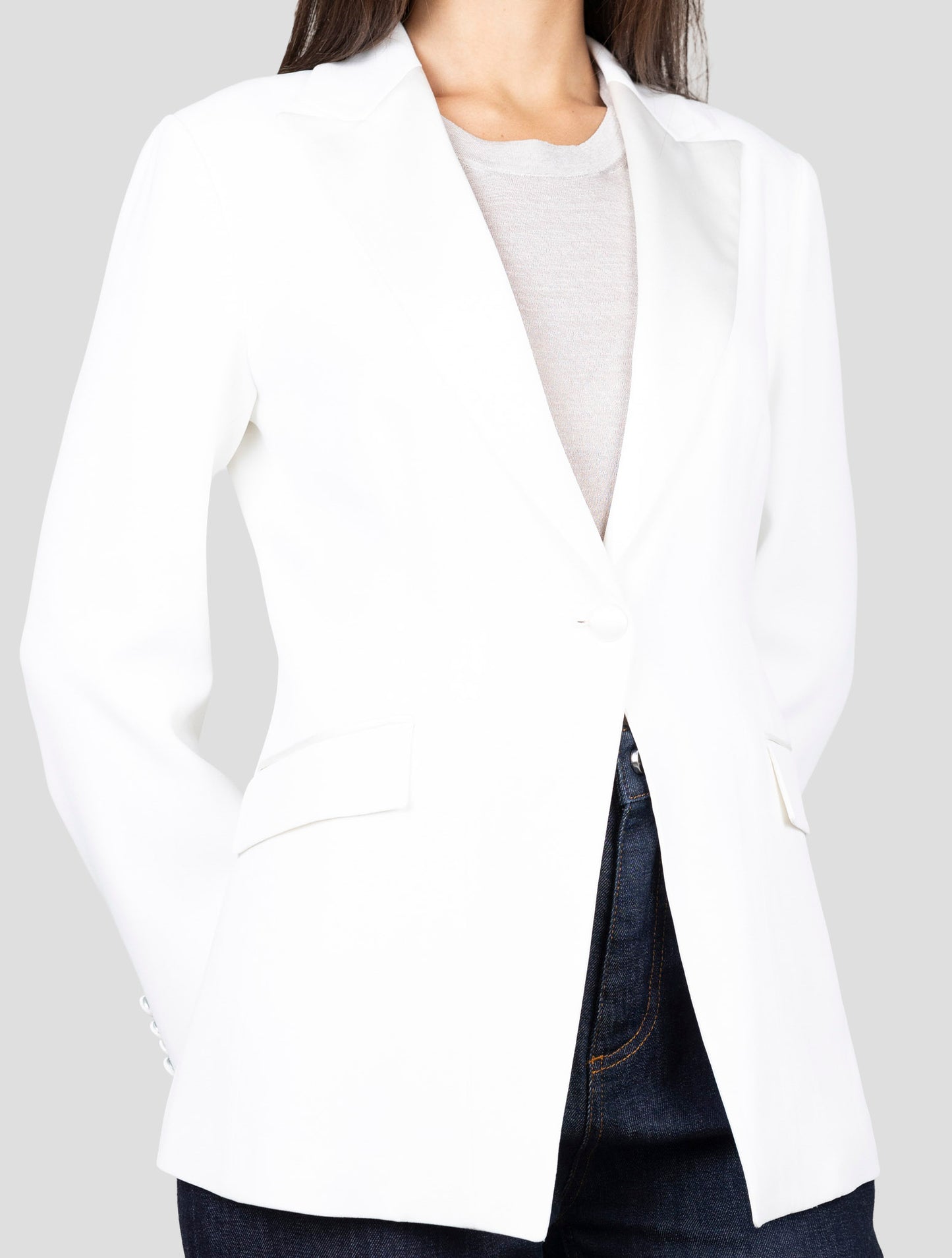 Kiton White Viscose Acetate Ea Blazer