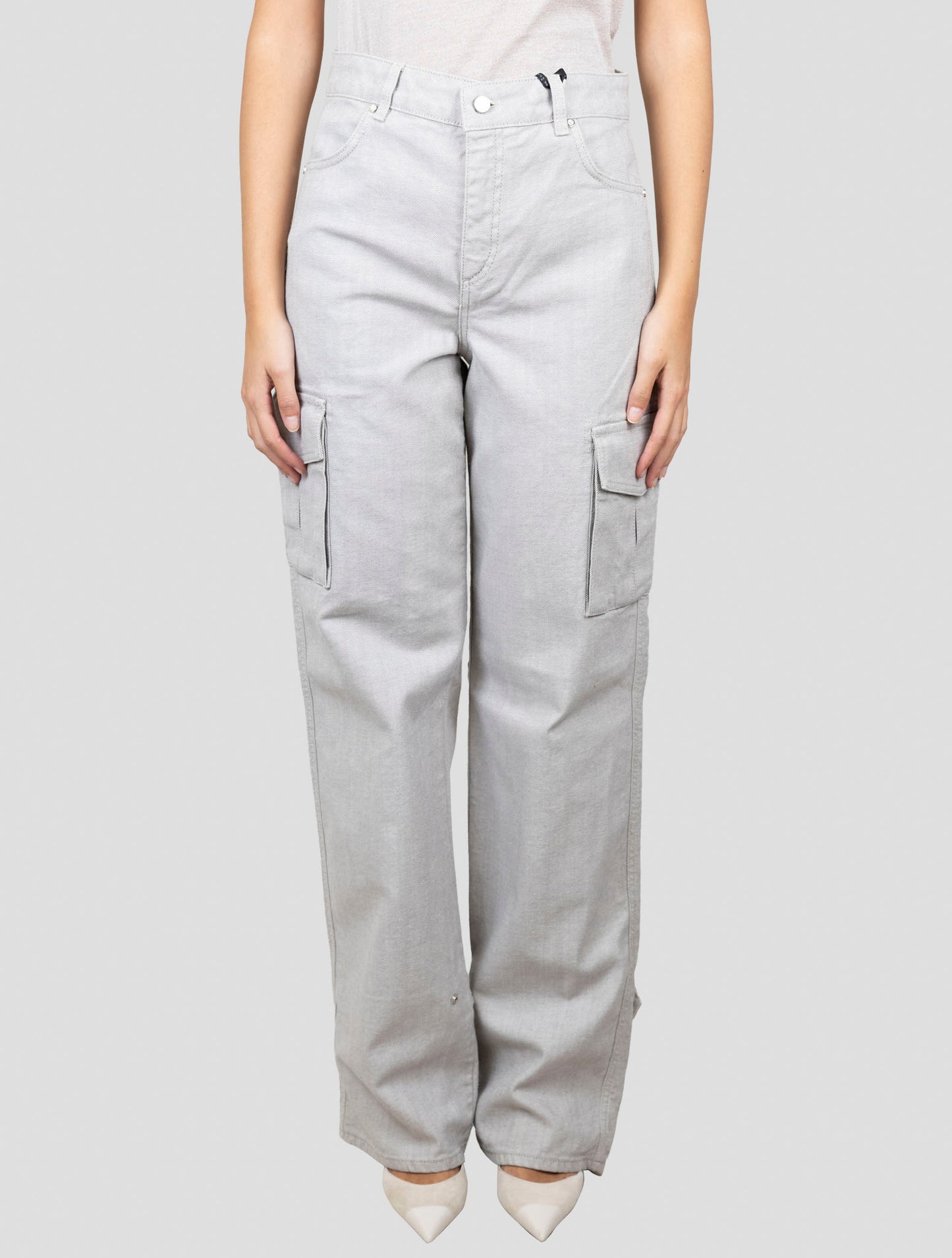 Kiton Light Gray Cotton Ea Cargo Jeans