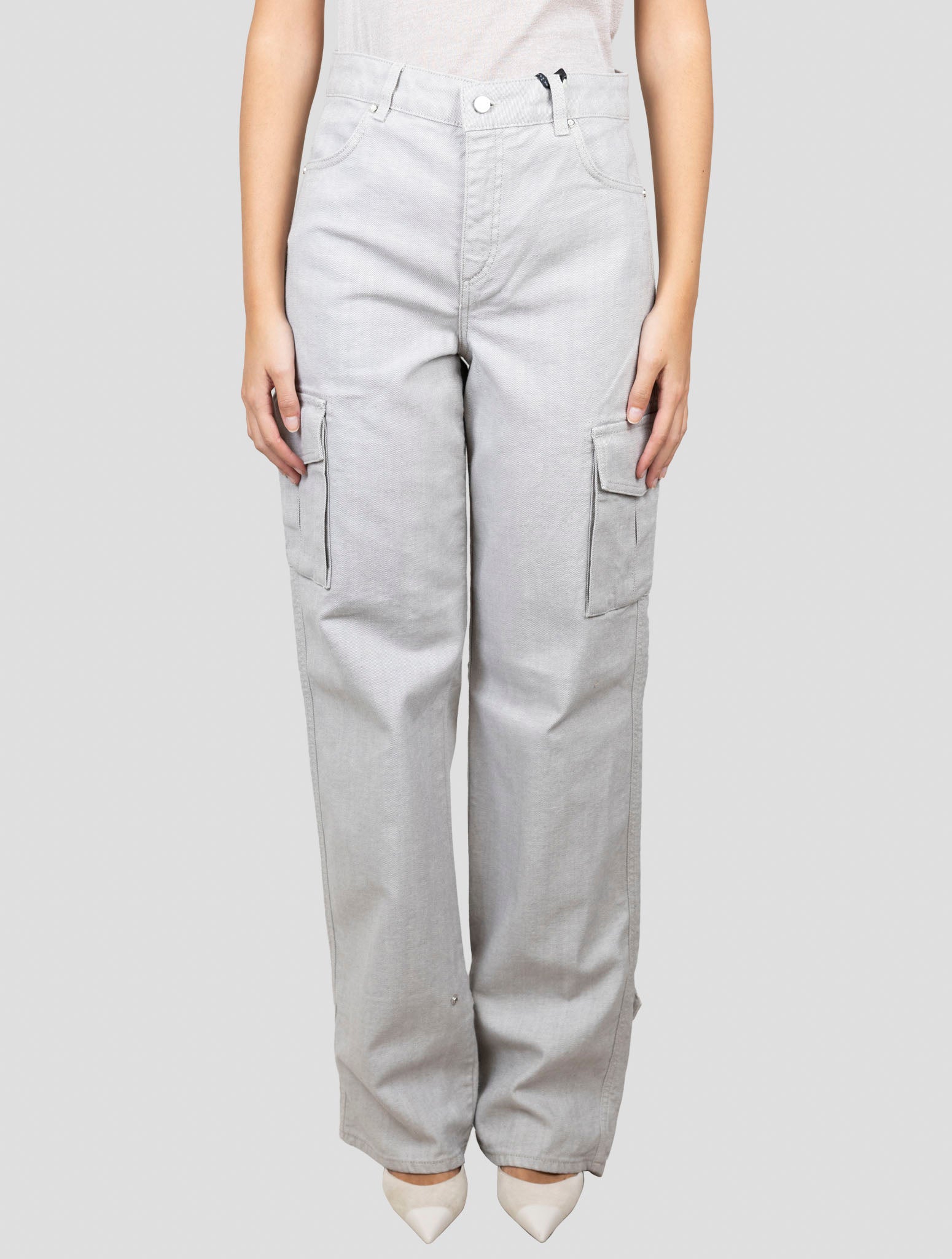 Kiton Light Gray Cotton Ea Cargo Jeans