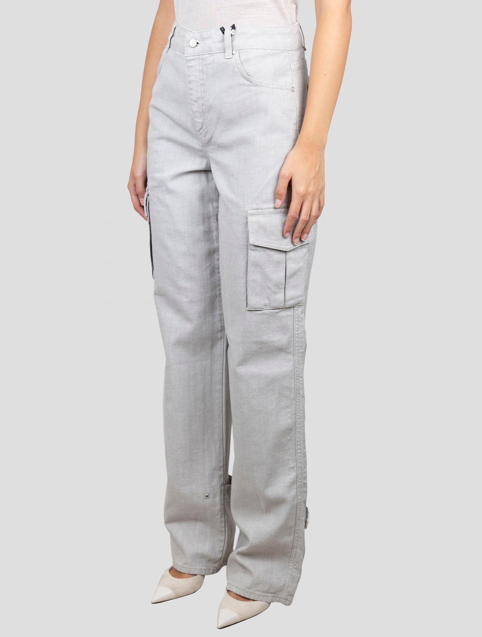 Kiton Light Gray Cotton Ea Cargo Jeans