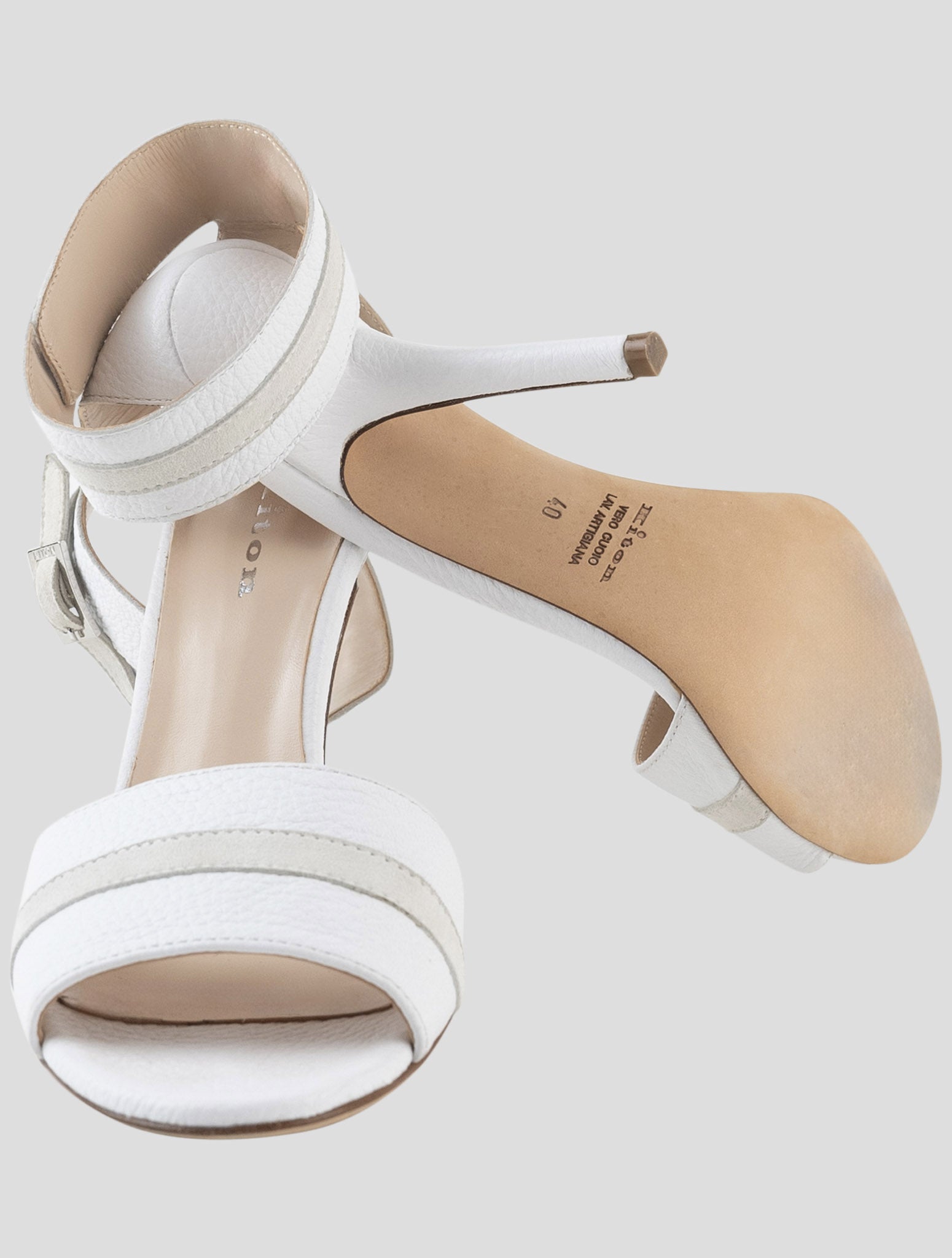 Kiton White Leather Slingback