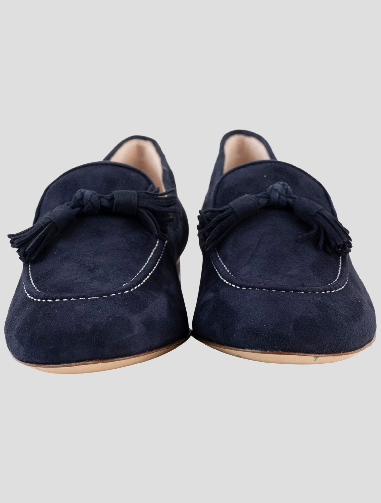 Kiton Blue Leather Suede Loafers