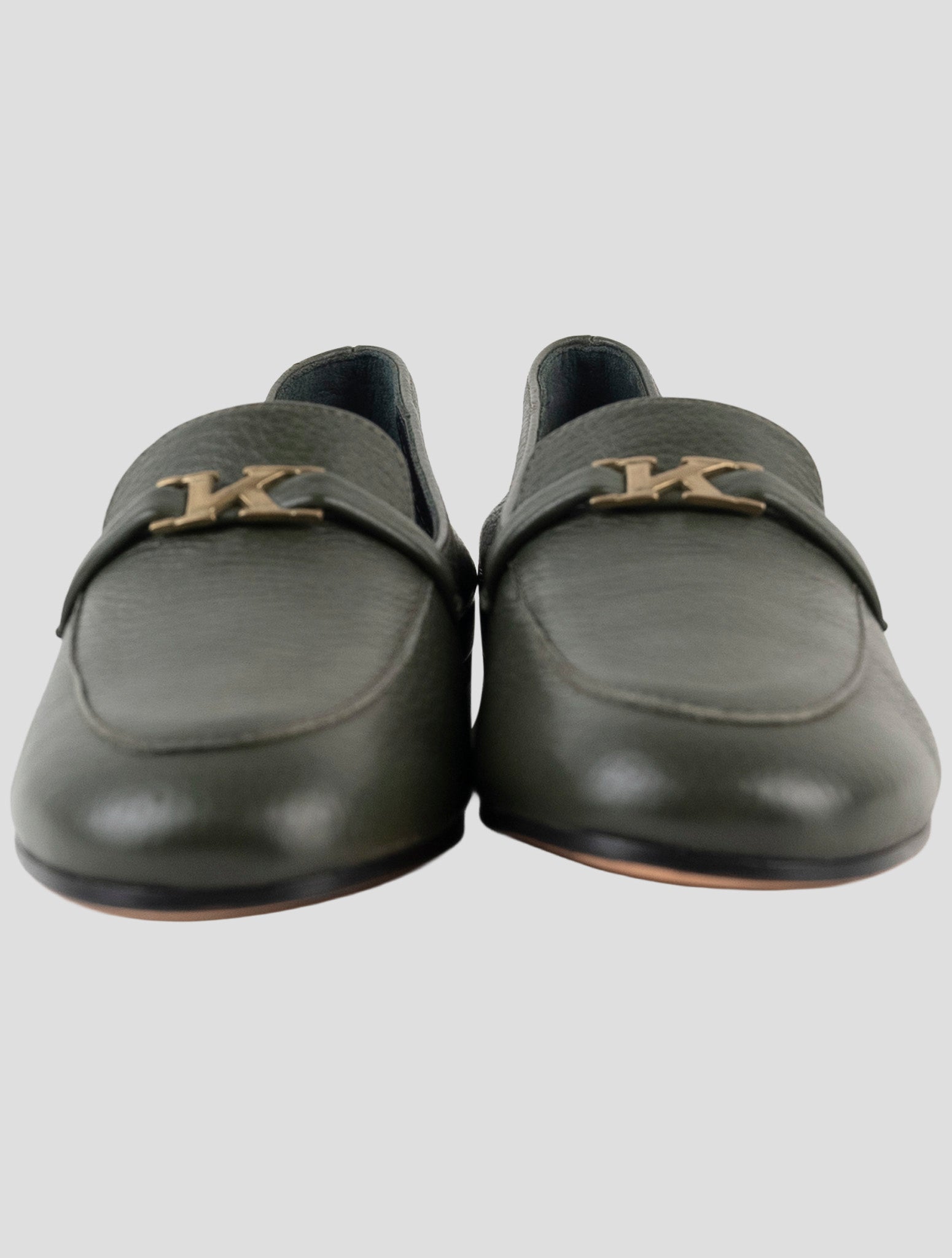 Kiton Green Leather Loafers