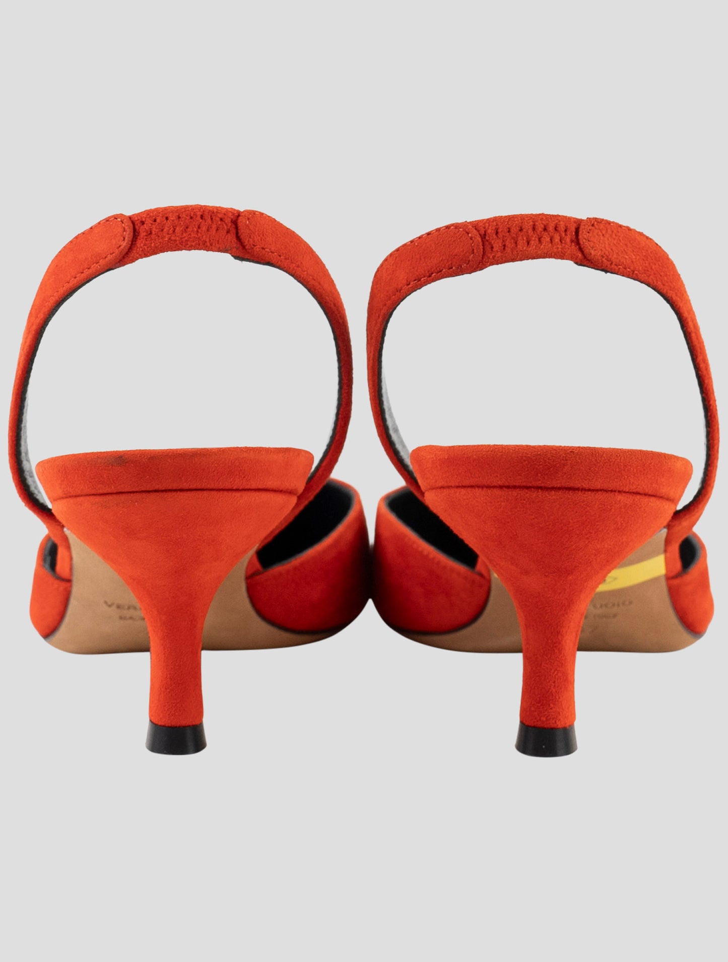 Kiton Red Leather Suede Slingback