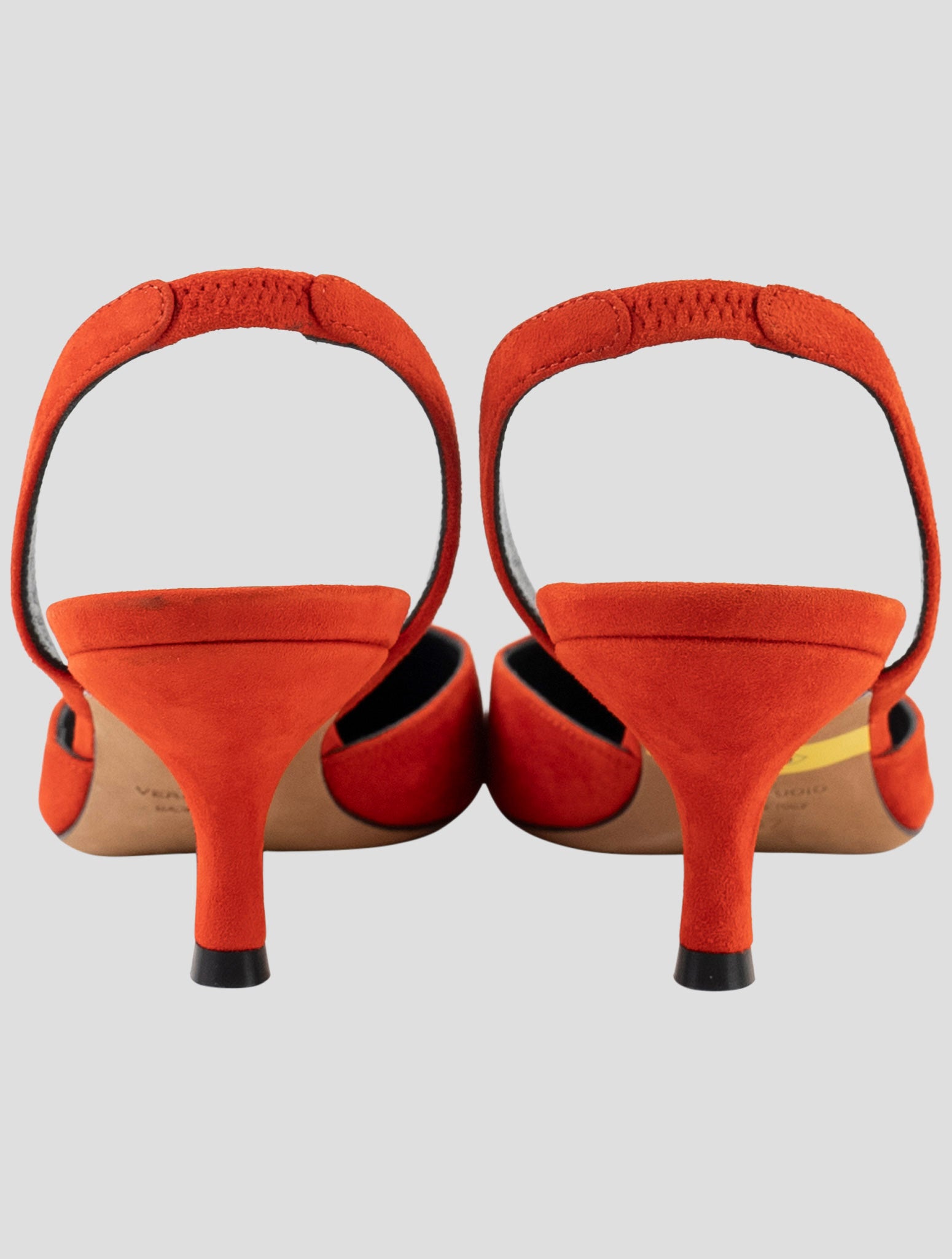 Kiton Red Leather Suede Slingback