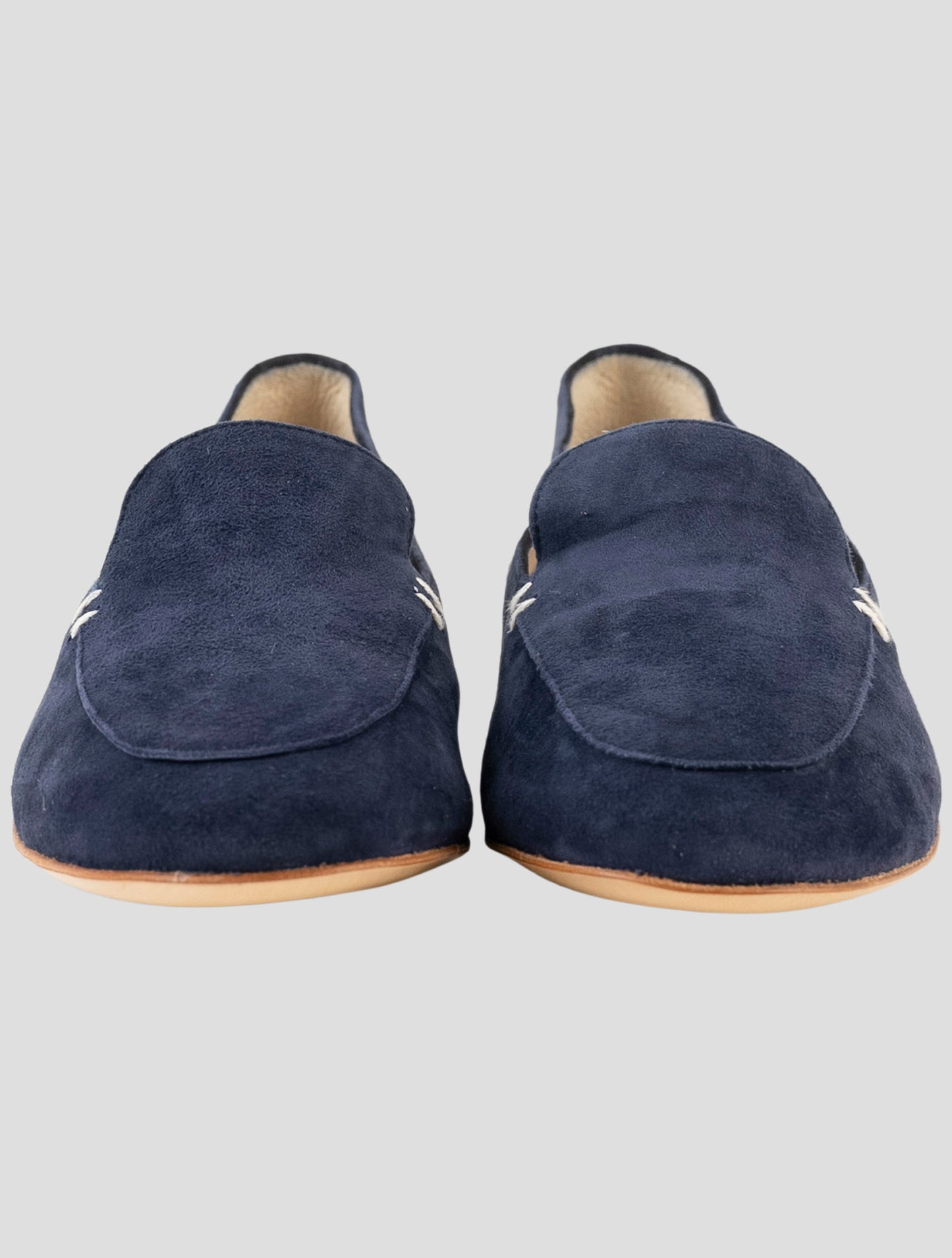 Kiton Blue Leather Suede Loafers