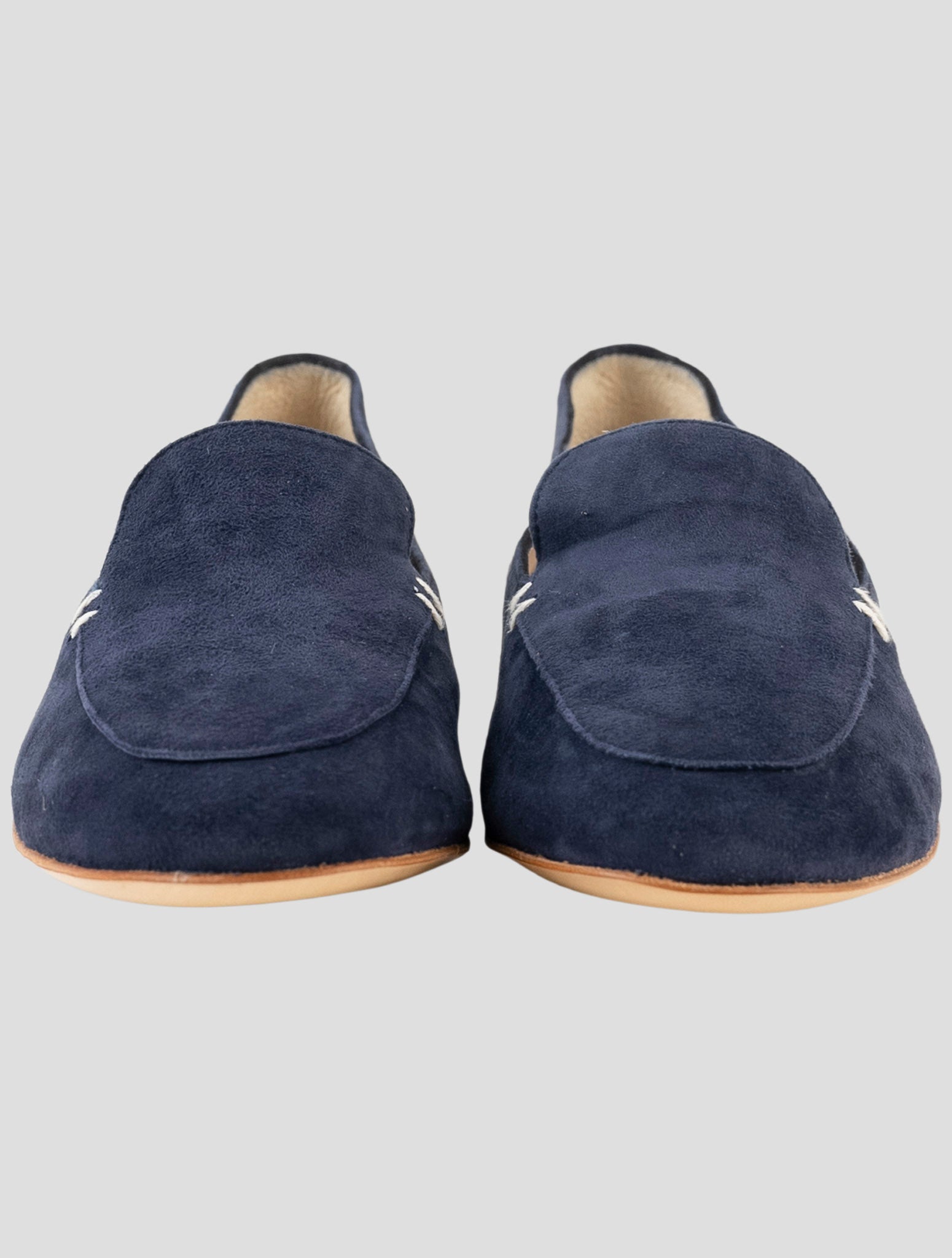 Kiton Blue Leather Suede Loafers