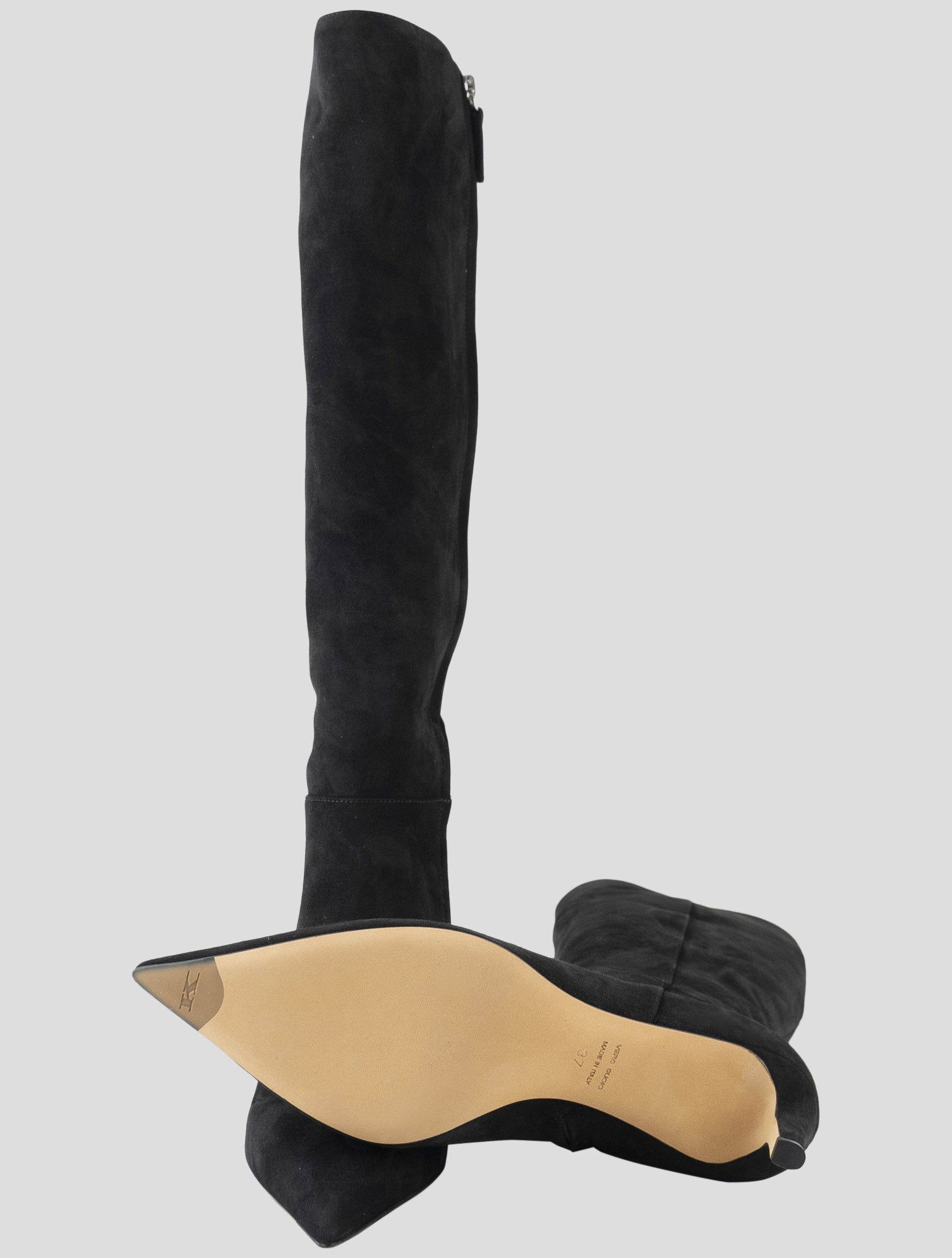 Kiton Black Leather Suede  Boots