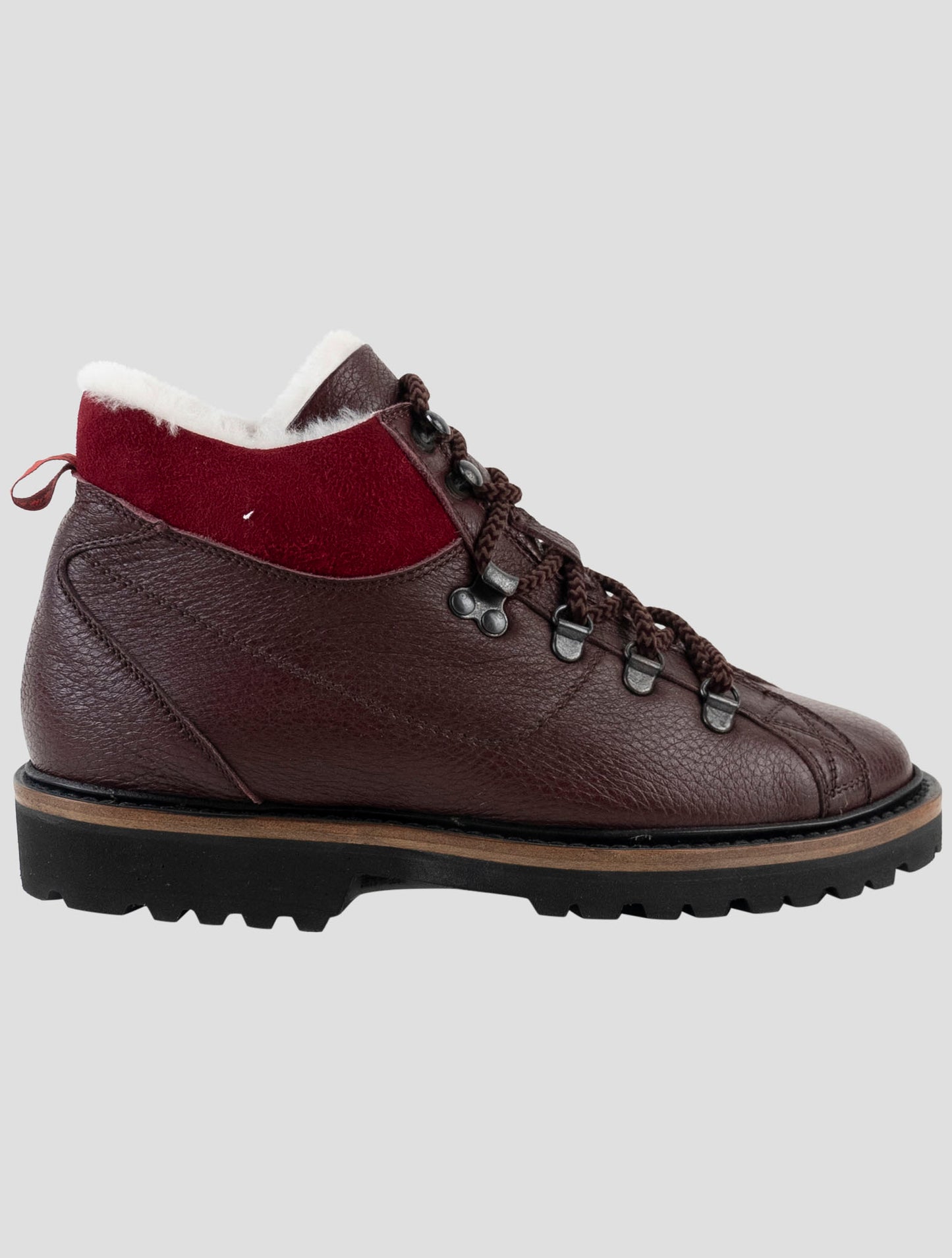 Kiton Burgundy Leather With Fur Boots