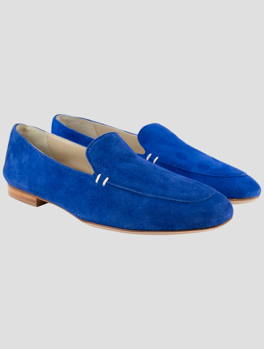 Kiton Blue Leather Suede Loafers