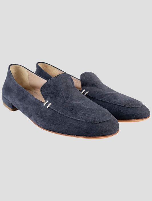 Kiton Blue Leather Suede Loafers