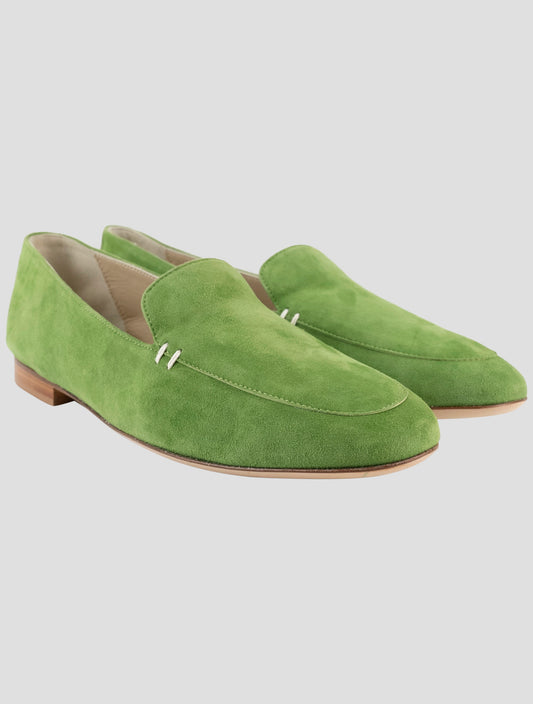 Kiton Green Leather Suede Loafers