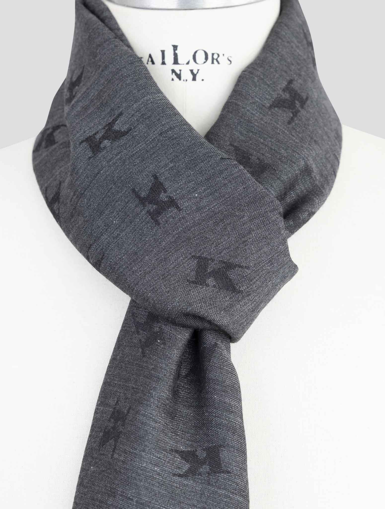 Kiton Gray Wool Silk Scarf