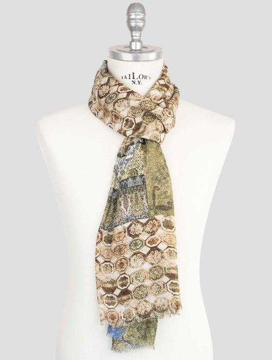 Kiton Multicolor Wool Silk Cashmere Scarf
