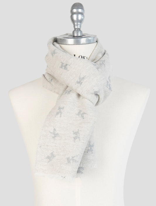Kiton Gray Wool Cashmere Mink Scarf