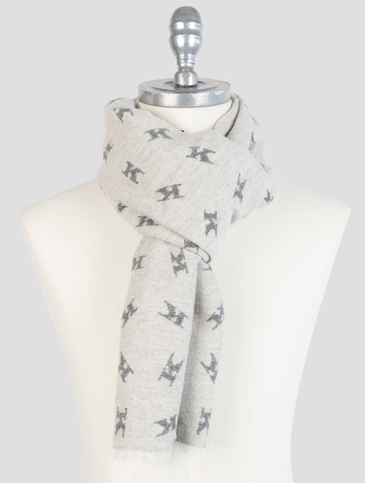 Kiton Gray Wool Cashmere Mink Scarf