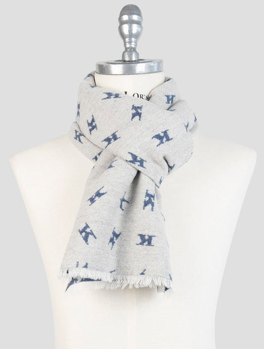 Kiton Gray Wool Cashmere Mink Scarf