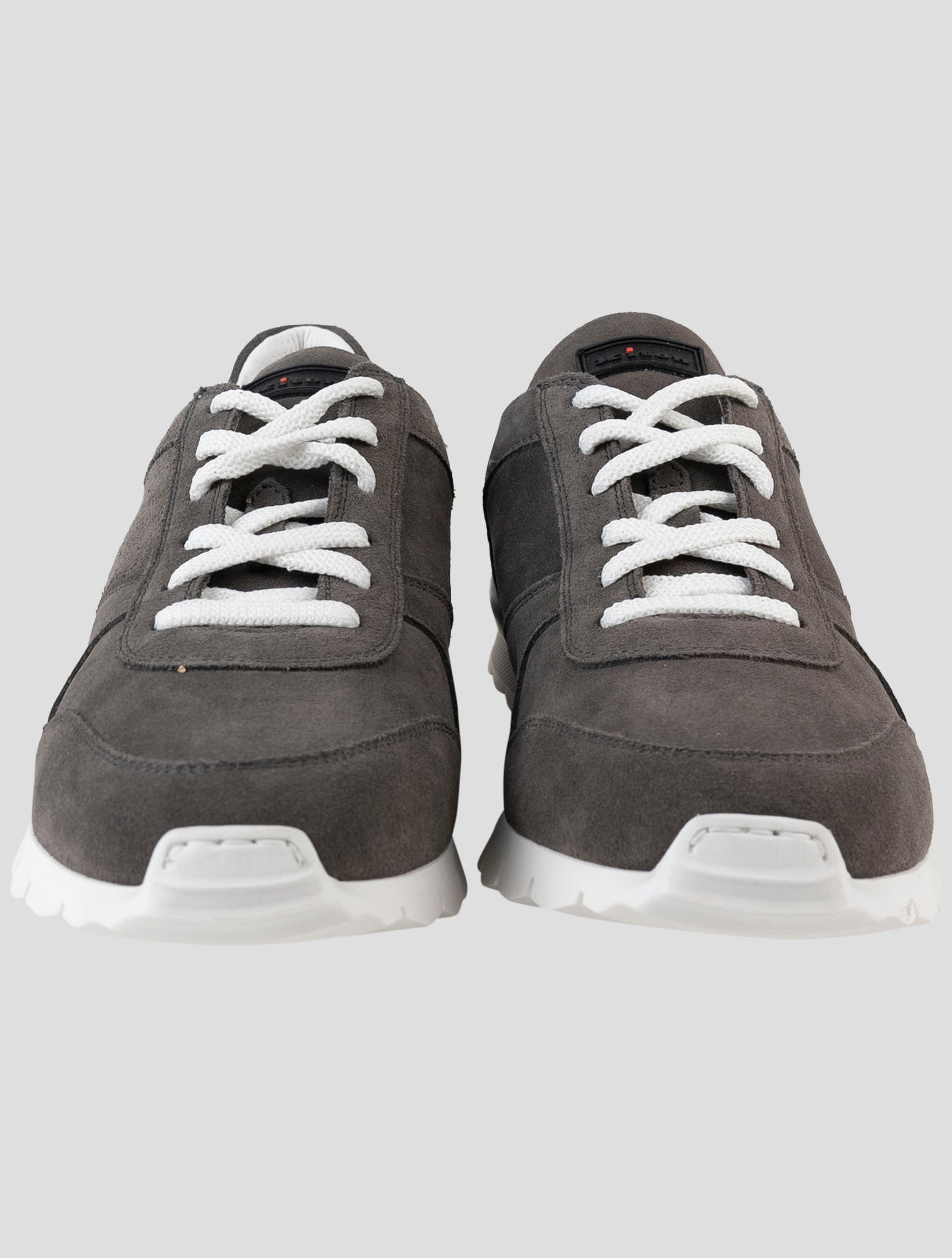 Kiton Gray Leather Suede Sneakers