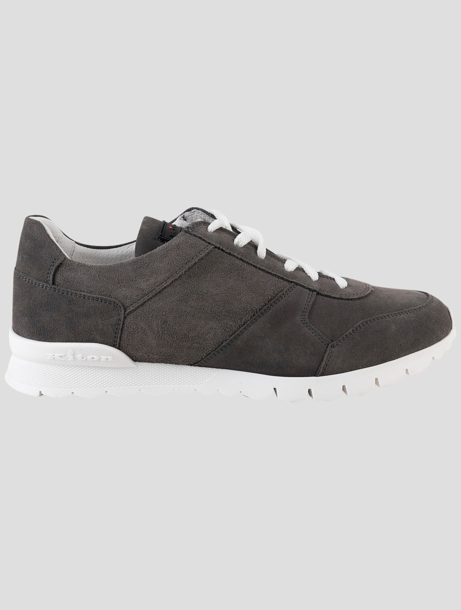 Kiton Gray Leather Suede Sneakers